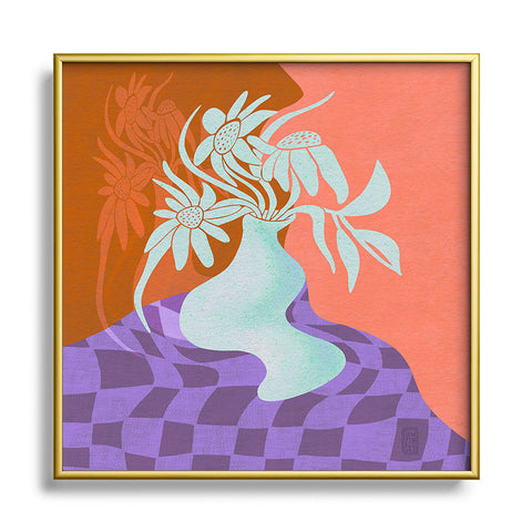 Sewzinski Ghost Vase II Square Metal Framed Art Print