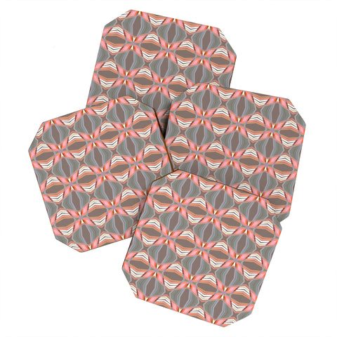 Sewzinski Gray Pink Mod Quilt Coaster Set