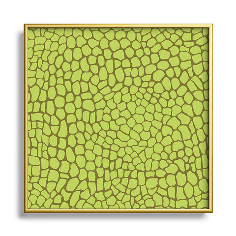 Sewzinski Green Lizard Print Square Metal Framed Art Print