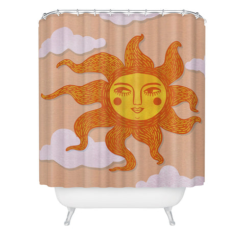 Sewzinski Happy Sun Illustration Shower Curtain