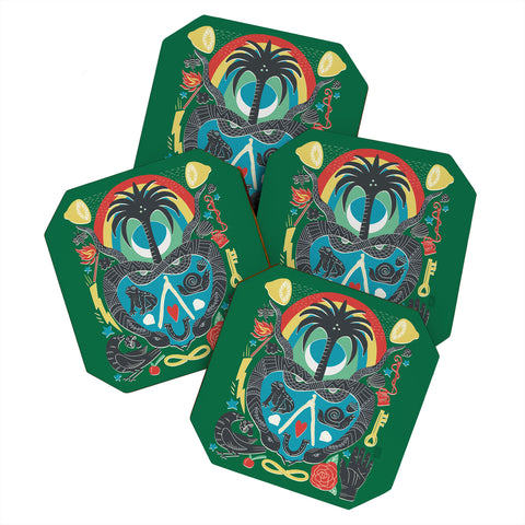 Sewzinski Lucky Charmed Green Coaster Set