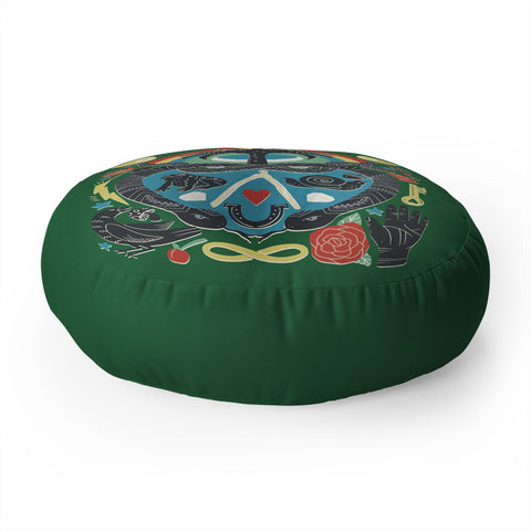 Sewzinski Lucky Charmed Green Floor Pillow Round