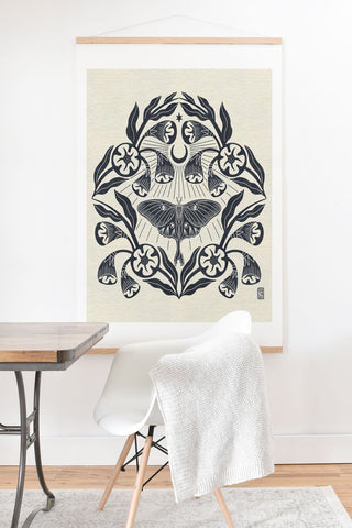 Sewzinski Luna Moth Moonflowers Pattern Art Print And Hanger