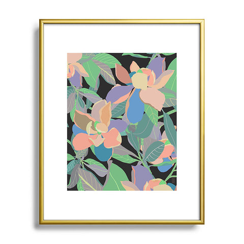 Sewzinski Magnolias on Black Metal Framed Art Print