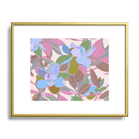 Sewzinski Magnolias on Ivory Metal Framed Art Print