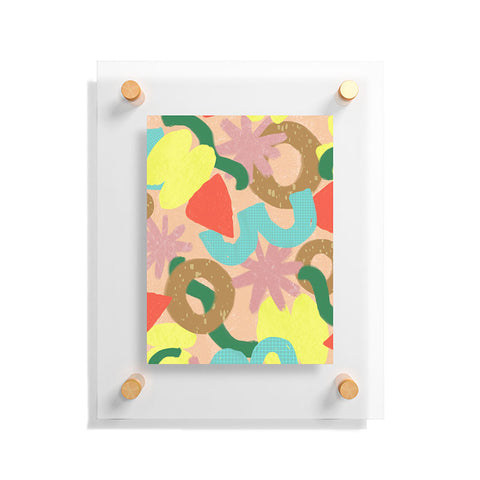 Sewzinski Memphis Shapes on Peach Floating Acrylic Print