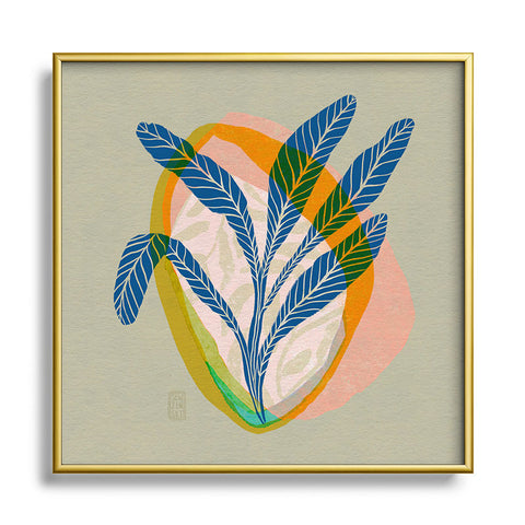 Sewzinski Minimalist Tropical Plant Metal Square Framed Art Print
