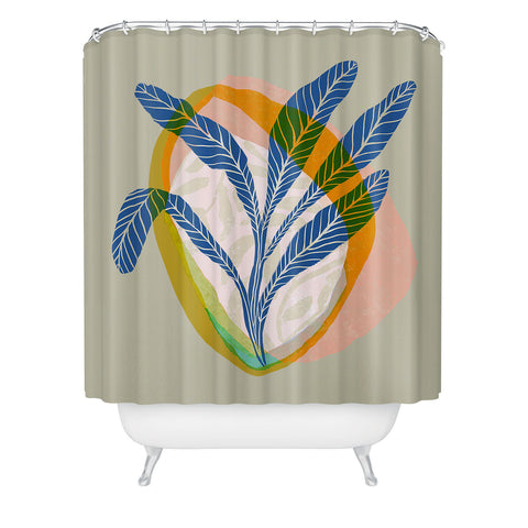 Sewzinski Minimalist Tropical Plant Shower Curtain