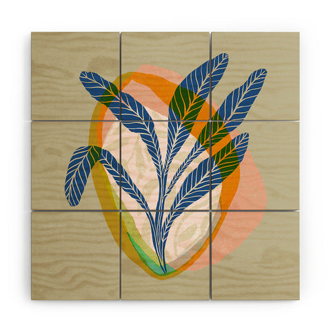 Sewzinski Minimalist Tropical Plant Wood Wall Mural