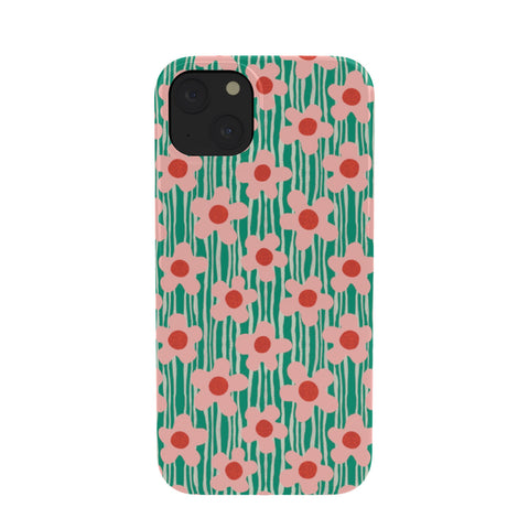 Sewzinski Mod Pink Flowers on Green Phone Case