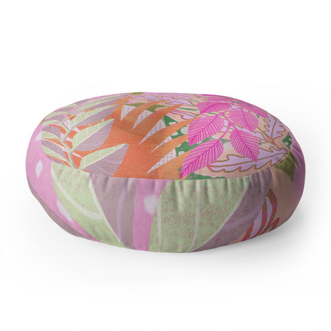 Sewzinski Modern Jungle in Pink Floor Pillow Round