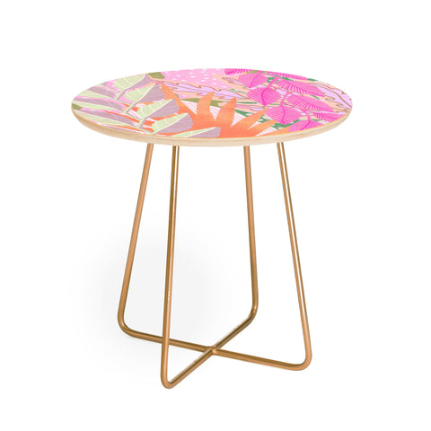 Sewzinski Modern Jungle in Pink Round Side Table