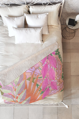 Sewzinski Modern Jungle in Pink Fleece Throw Blanket