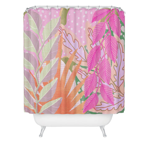 Sewzinski Modern Jungle in Pink Shower Curtain