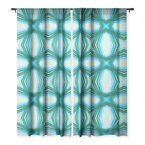 Sewzinski Modern Lines Cool Tones Sheer Window Curtain