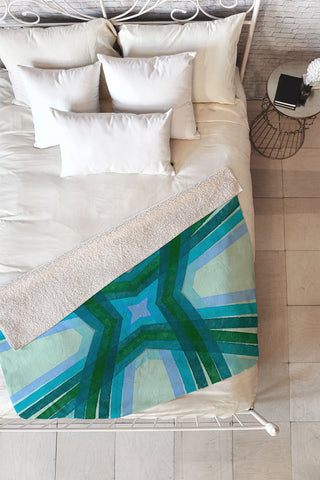 Sewzinski Modern Lines Cool Tones Fleece Throw Blanket