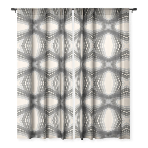 Sewzinski Modern Lines Grays Sheer Window Curtain