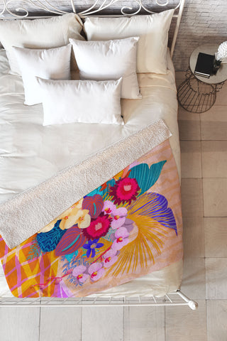 Sewzinski Modern Tropical Bouquet Fleece Throw Blanket
