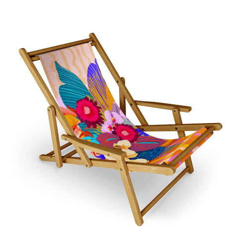 Sewzinski Modern Tropical Bouquet Sling Chair