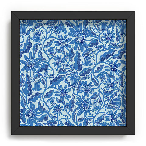 Sewzinski Monochrome Florals Blue Recessed Framing Square