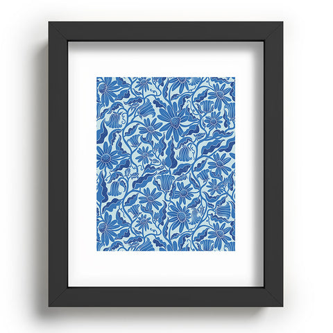 Sewzinski Monochrome Florals Blue Recessed Framing Rectangle