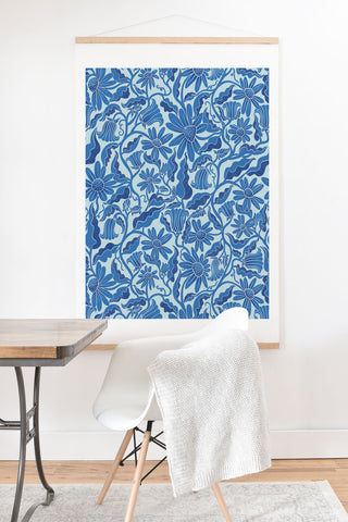 Sewzinski Monochrome Florals Blue Art Print And Hanger
