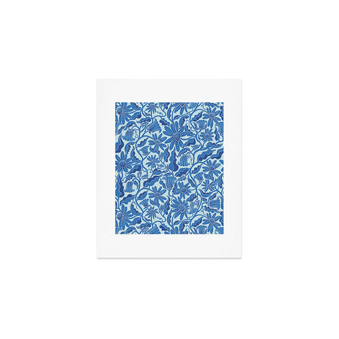 Sewzinski Monochrome Florals Blue Art Print