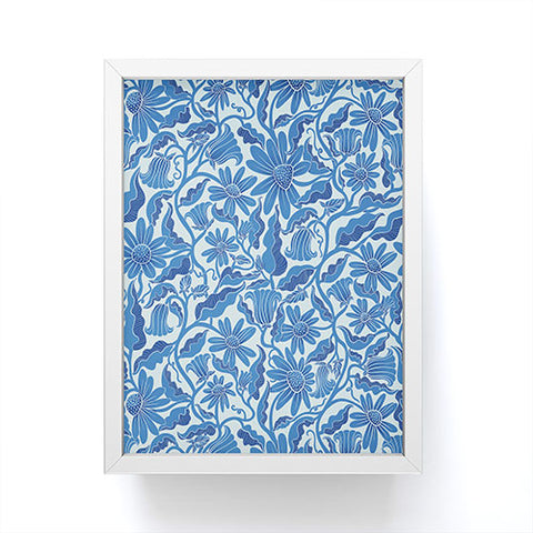 Sewzinski Monochrome Florals Blue Framed Mini Art Print