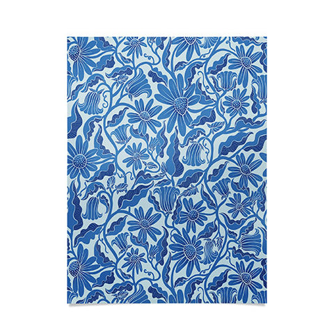 Sewzinski Monochrome Florals Blue Poster