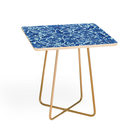 Sewzinski Monochrome Florals Blue Side Table