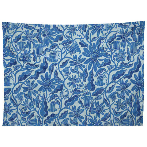 Sewzinski Monochrome Florals Blue Tapestry