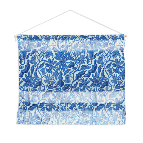 Sewzinski Monochrome Florals Blue Wall Hanging Landscape