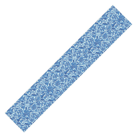 Sewzinski Monochrome Florals Blue Table Runner