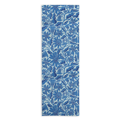 Sewzinski Monochrome Florals Blue Yoga Towel