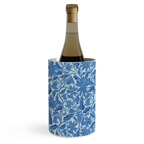 Sewzinski Monochrome Florals Blue Wine Chiller