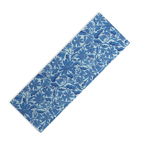 Sewzinski Monochrome Florals Blue Yoga Mat
