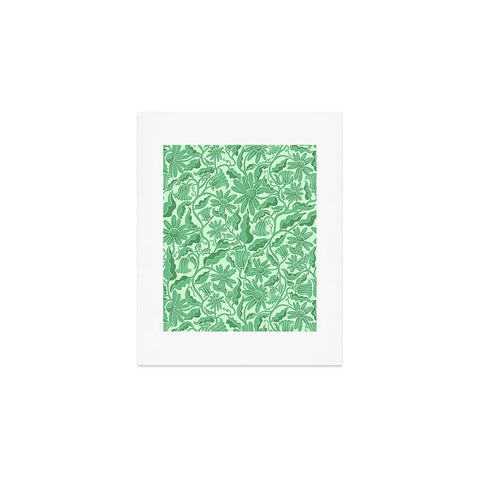 Sewzinski Monochrome Florals Green Art Print