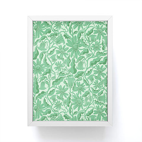 Sewzinski Monochrome Florals Green Framed Mini Art Print