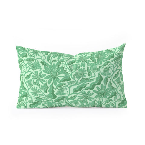 Sewzinski Monochrome Florals Green Oblong Throw Pillow