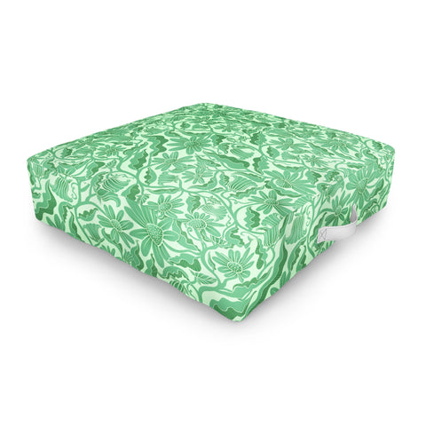 Sewzinski Monochrome Florals Green Outdoor Floor Cushion