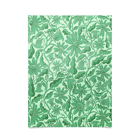 Sewzinski Monochrome Florals Green Poster