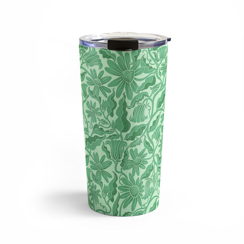 Sewzinski Monochrome Florals Green Travel Mug