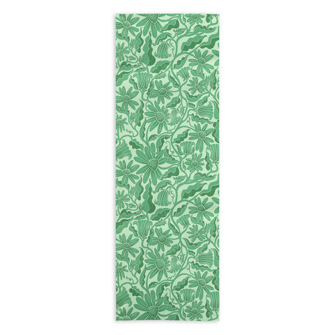 Sewzinski Monochrome Florals Green Yoga Towel