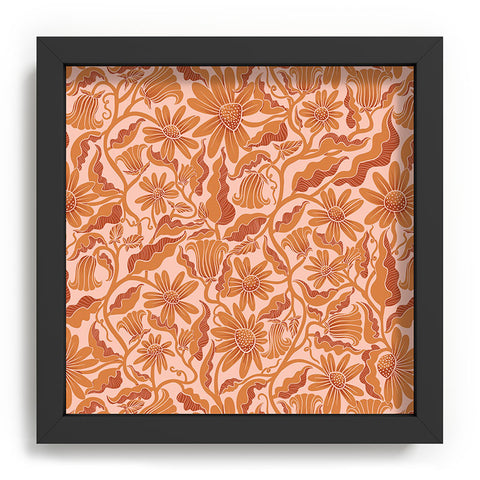 Sewzinski Monochrome Florals Orange Recessed Framing Square