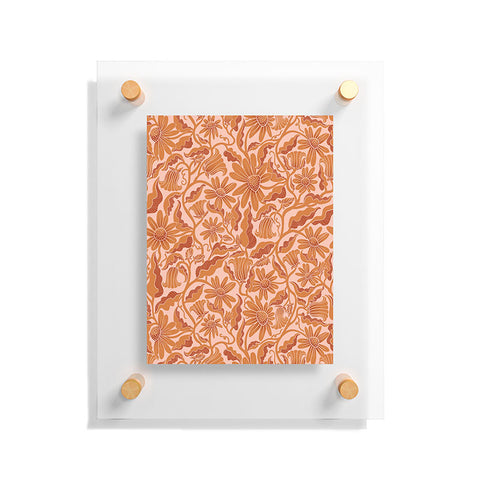 Sewzinski Monochrome Florals Orange Floating Acrylic Print