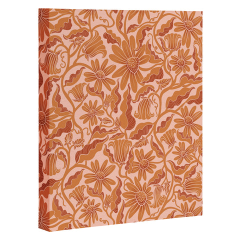 Sewzinski Monochrome Florals Orange Art Canvas