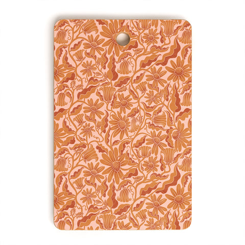 Sewzinski Monochrome Florals Orange Cutting Board Rectangle