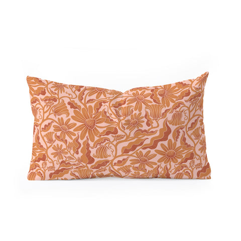 Sewzinski Monochrome Florals Orange Oblong Throw Pillow