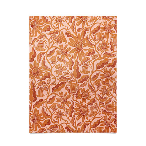 Sewzinski Monochrome Florals Orange Poster