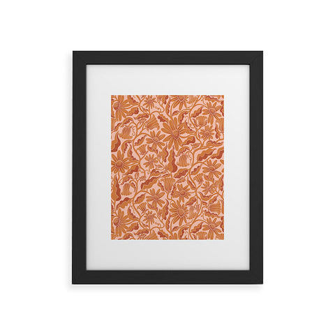 Sewzinski Monochrome Florals Orange Framed Art Print